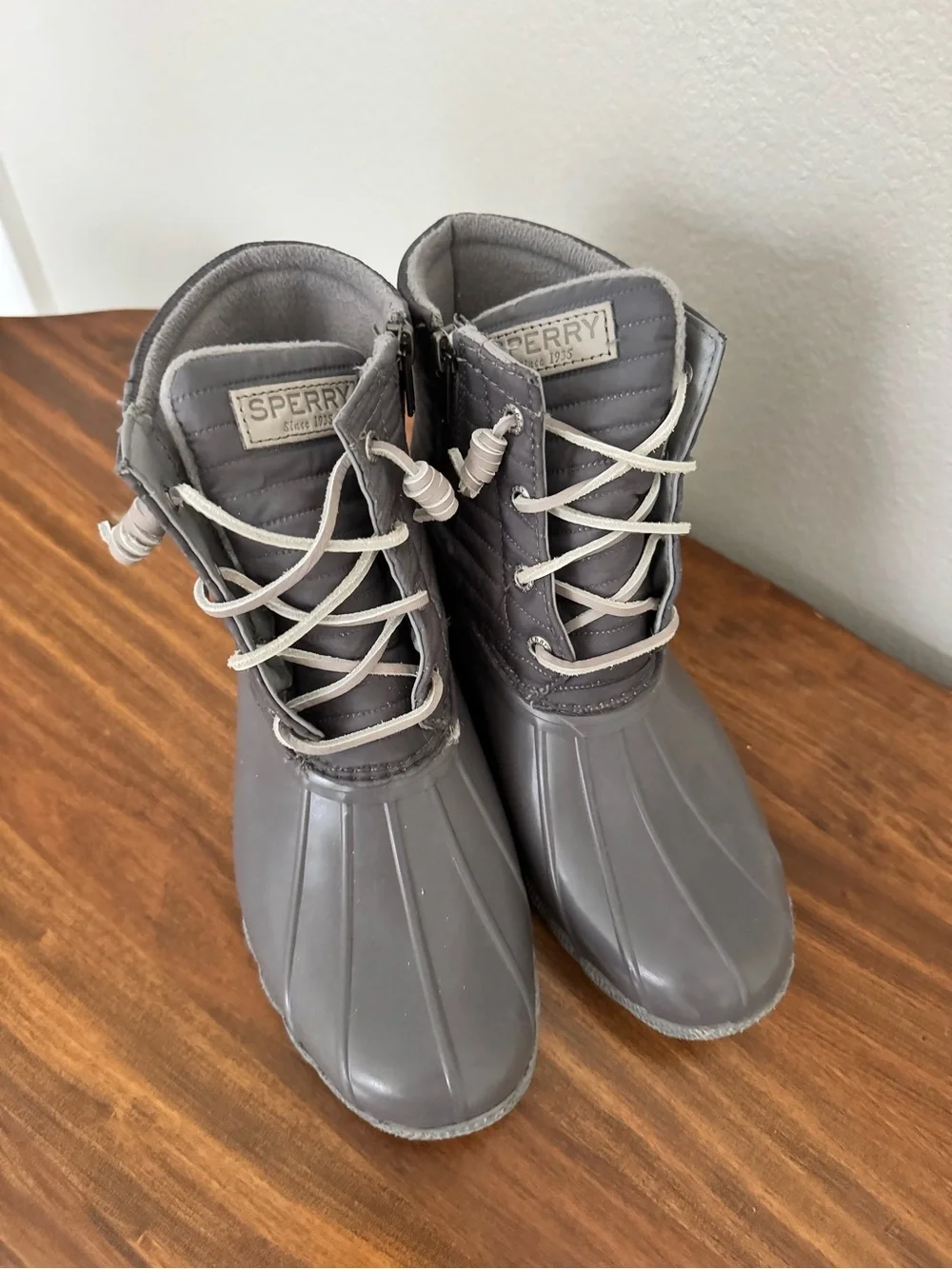 Sperry Gray Quilted Waterproof Duck Boots